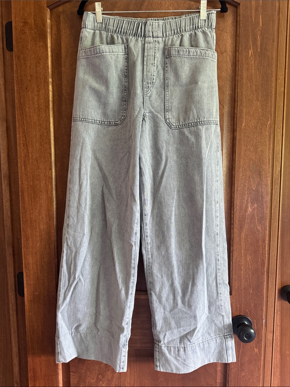 GAP Gray High-Rise Wide-Leg Denim Pants